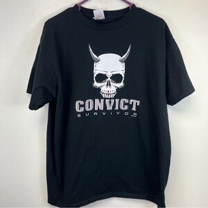 Vintage 90s Convict Band Tee Tshirt Sz XL Survivor SOS 1999 Metal HC Devil Skull